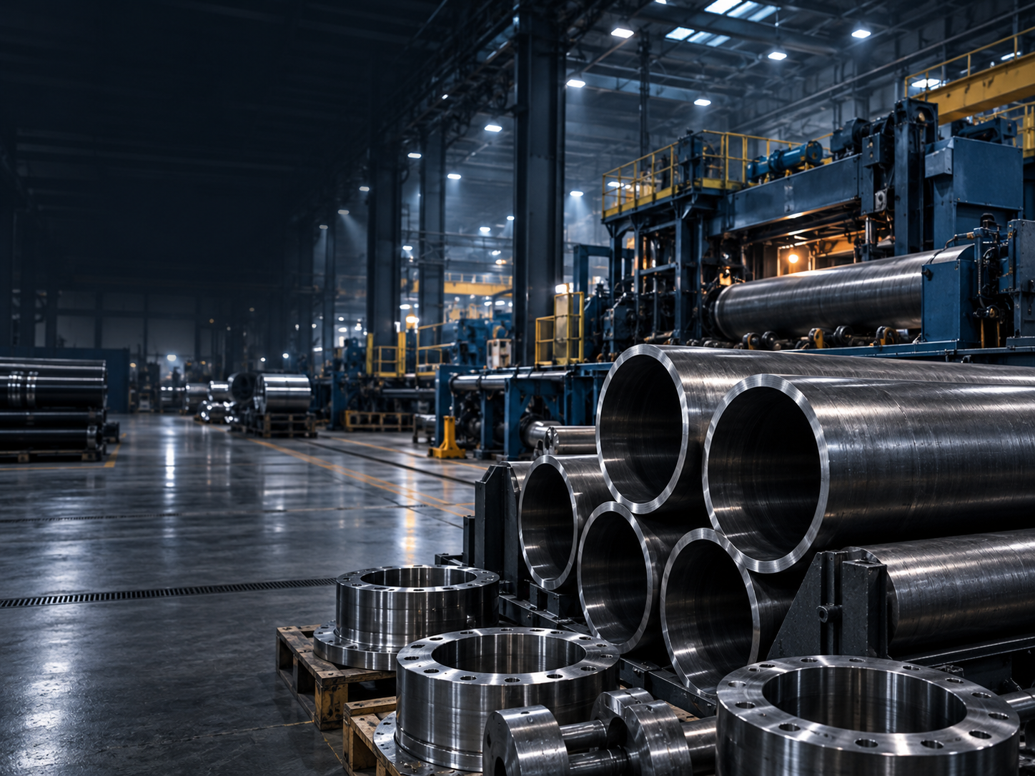 Industrial steel pipes, machinery and industrial products